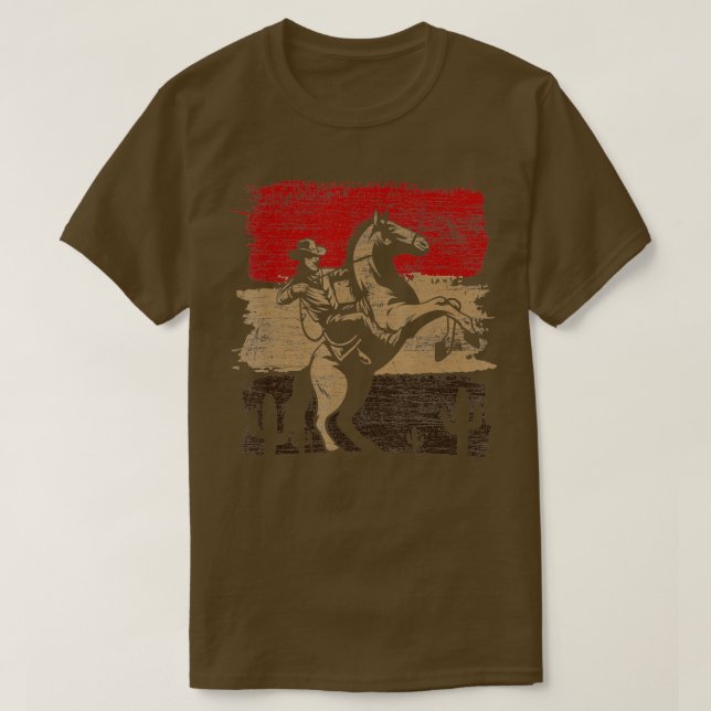 Cheval Rétro équitation Western Cowboy T-Shirt (Design devant)