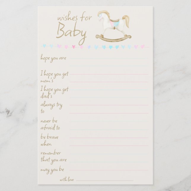 Cheval Rocher bleu rose Baby shower neutre pour le (Devant)