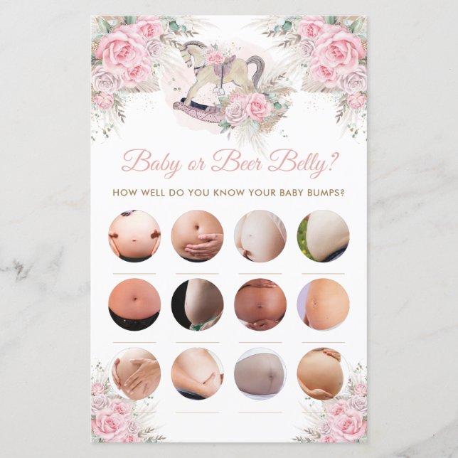 Cheval Rocher Pampas rose Bébé ou Bière Belly Jeu (Devant)