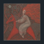 "Cheval Rouge", femme rousse, imaginaire art surré<br><div class="desc">Belle femme avec de longs cheveux de gingembre à cheval rouge écarlate à travers la forêt de nuit. Arbres stylisés et fleurs les entourant, pleine lune regardant du ciel. Couleurs rouge, gris, orange et marron. Imaginaire, peinture pastel, dessiné par l'imagination. Pastels doux sur papier, 2016 © Clipso-Callipso / Julia Khoroshikh...</div>