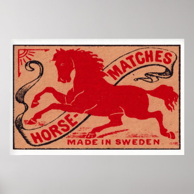 Cheval Rouge - Impression Matchbox - Œuvre d'art s (Devant)