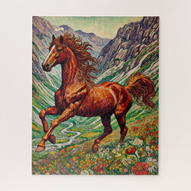 Cheval Rouge sur un Puzzle de 500 pièces à flanc d (Vertical)