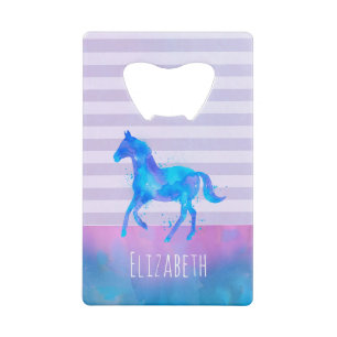 Cheval sauvage en Aquarelle bleu et violet sur mes