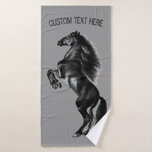 Cheval sauvage noir droit - Ajouter votre texte /