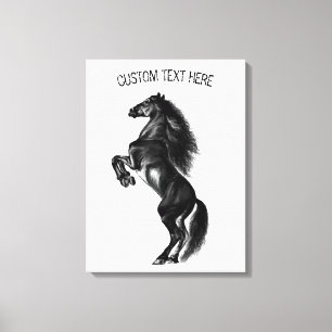 Cheval Sauvage Noir Droit Votre Toile de Texte Imp