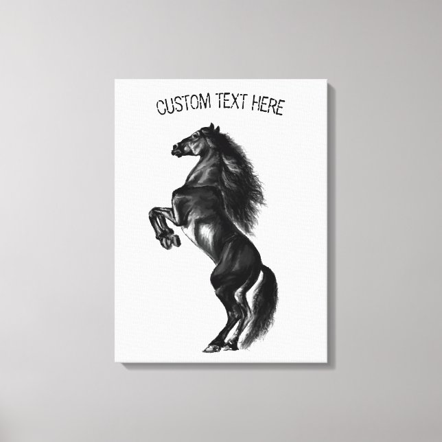 Cheval sauvage noir droit Votre toile Texte Imprim (Recto)