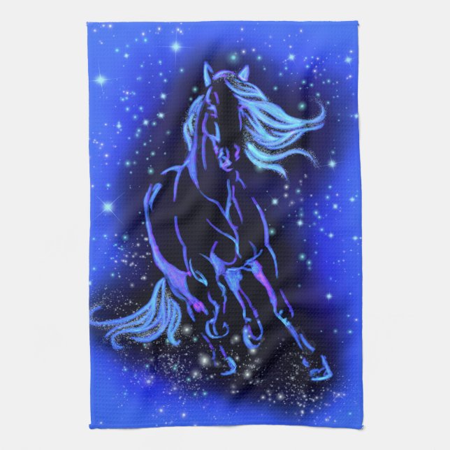 Cheval Serviette De Cuisine Courir Dans La Nuit Bl (Vertical)