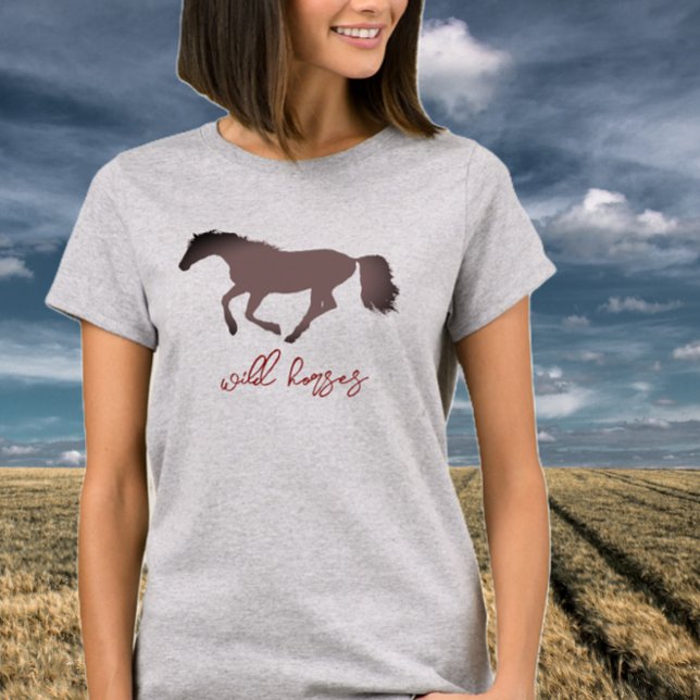 Cheval Silhouette T-shirt "Chevaux Sauvages" (Créateur téléchargé)