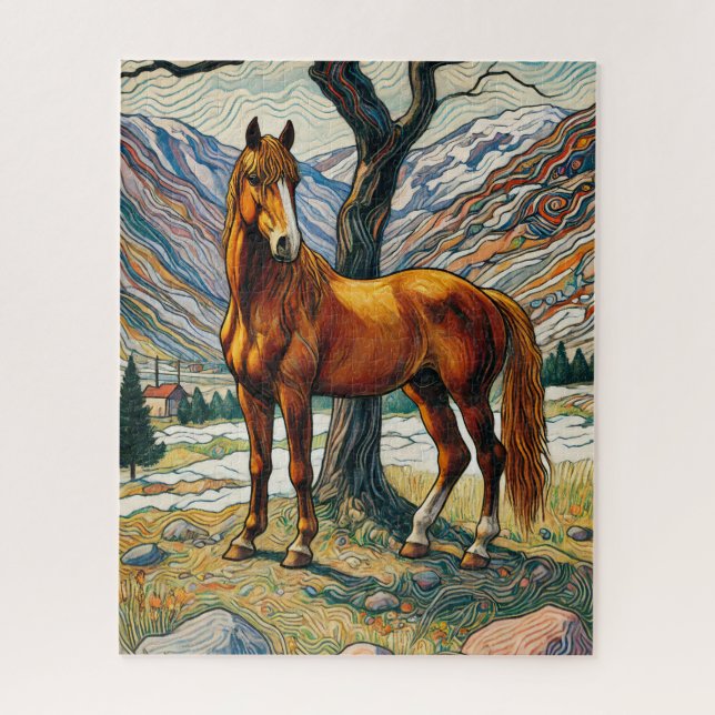 Cheval sous un arbre 500 Piece Puzzle (Vertical)