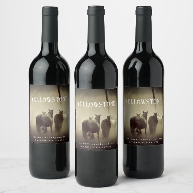 Cheval Stallion Yellowstone Custom Vin Étiquettes (Bouteilles)