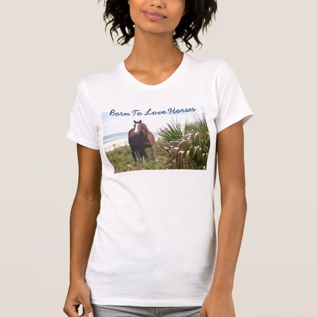 Cheval sur la plage de T-shirt de plage (Devant)