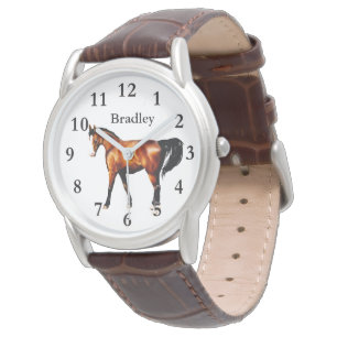 Cheval sur montre classique en cuir Brown