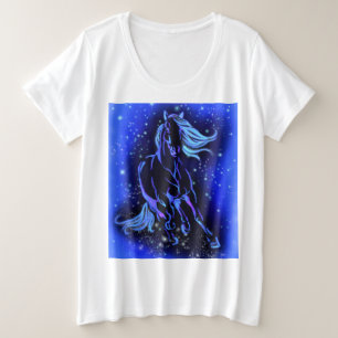Cheval T-Shirt Courir En Bleu Lune Nuit