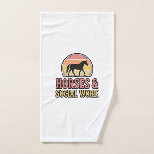 Cheval & Travail Social Retro Soleil Couchant Conc (Serviette à main)
