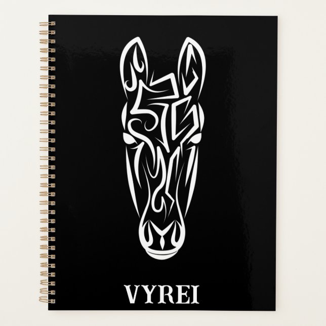 Cheval tribal noir et blanc (Devant)