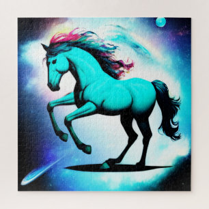 Cheval Turquoise Dans L'Espace Puzzle