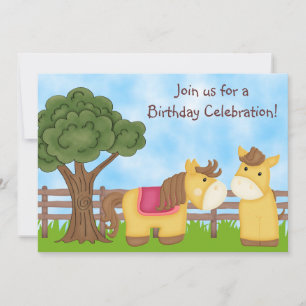 Cheval Twins Invitation d'anniversaire ~ Twin Girl