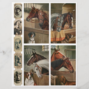 Cheval vintage & Chiens Ephemera Coupes Fussy