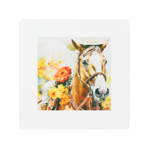 Cheval vintage portant cowgirl casquette