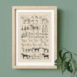 Cheval vintage se reproduit et tableau d'anatomie<br><div class="desc">Nous l'avons créé à partir d'une page de notre collection de papier ancien. La page originale est tirée d'un ouvrage de référence français connu vers 1920. Il présente des illustrations de diverses races de chevaux et des aspects de l'anatomie équine. Le texte est en français. La page originale est jaunie...</div>