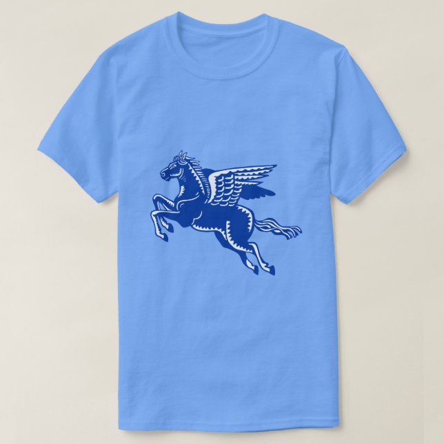 Cheval volant - T-shirt bleu et blanc de la marine (Design devant)