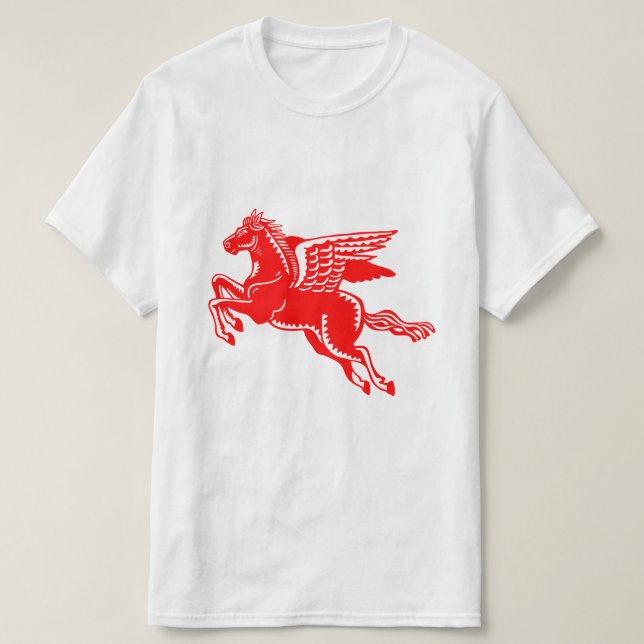 Cheval volant - T-shirt rouge et blanc (Design devant)