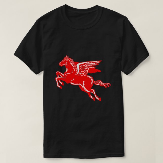 Cheval volant - T-shirt rouge et blanc (Design devant)