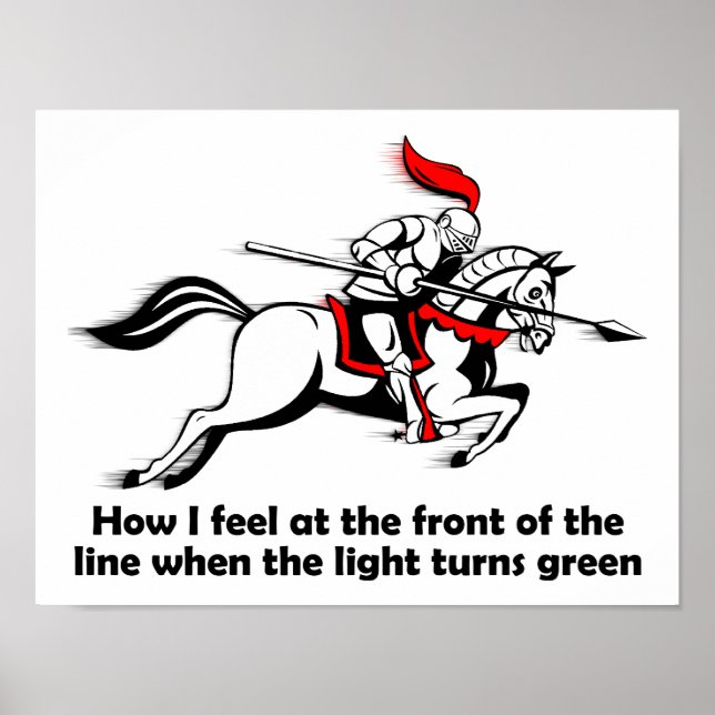 Chevalier à feu vert Affiche drôle (Devant)