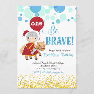 Chevalier avec Balloon Invitation d'anniversaire