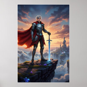 Chevalier Guerrier de Fantasy avec Affiche d'Épée