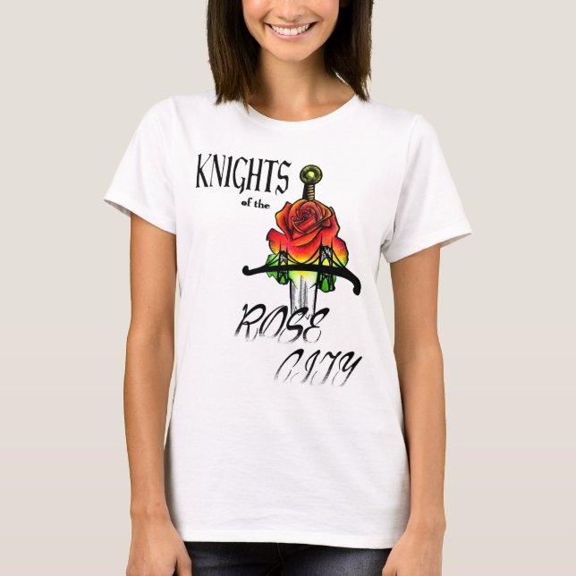 Chevaliers du T-shirt des femmes de ville de rose (Devant)