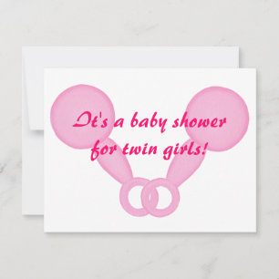 Chevaliers roses Twin Girls Douche Invitations