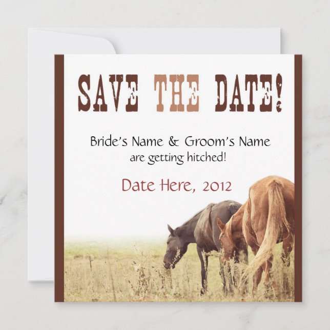 Chevaux au pâturage - Invitation de mariage (Devant)