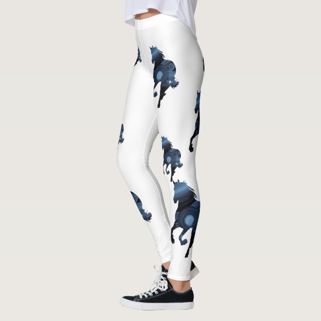 Chevaux Bleus Art Leggings Personnalisés (Gauche)