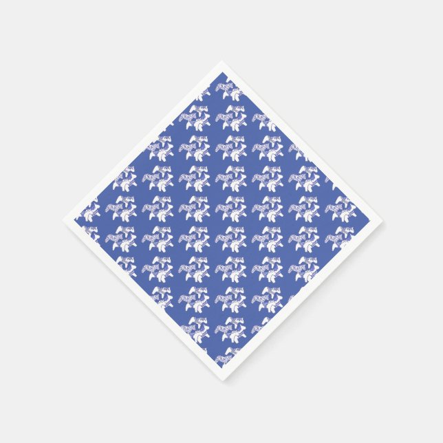 Chevaux Bleus et Blancs pour serviettes en Papier  (Coin)