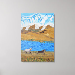 Chevaux courant dans les montagnes toile art