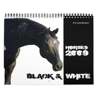 Chevaux dans grand le calendrier NOIR 2009 et