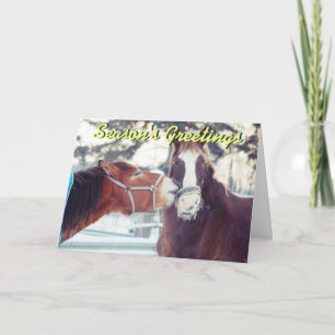 Chevaux dans la neige Carte de Noël