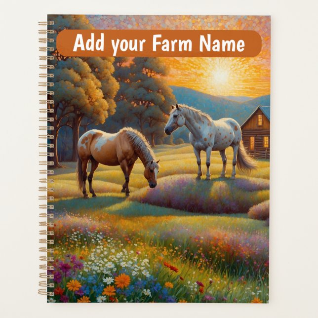 Chevaux dans la prairie de fleurs sauvages de la f (Devant)
