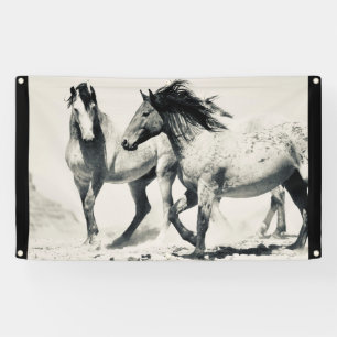 CHEVAUX D'ARGENT SAUVAGE DE L'UTAH MUR Bannière D'