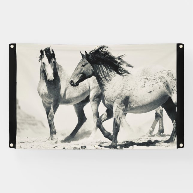 CHEVAUX D'ARGENT SAUVAGE DE L'UTAH MUR Bannière D' (Horizontal)