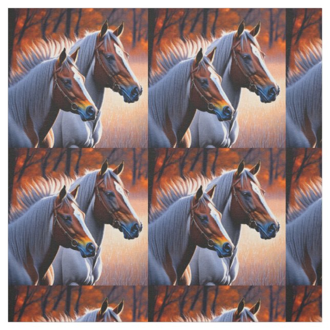 Chevaux De Brumby Brown Et Blancs, Tissu (Échantillon)
