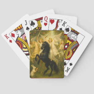 Chevaux de conte de fées et cartes à jouer classiq