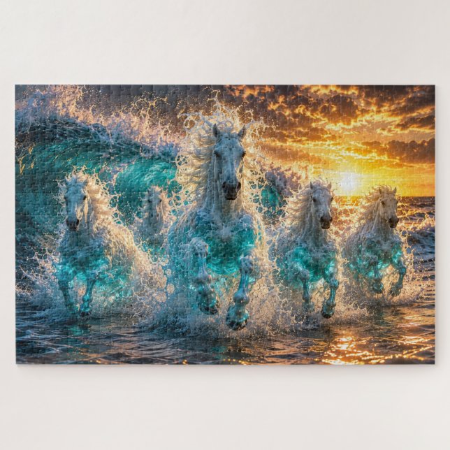 Chevaux de l'Esprit Océanique Puzzle du Coucher de (Horizontal)