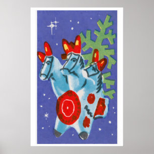 Chevaux de Noël - Impression Boîte d'Allumettes - 