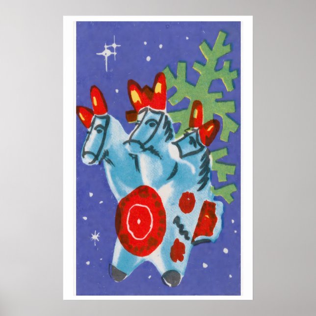Chevaux de Noël - Impression Boîte d'Allumettes -  (Devant)