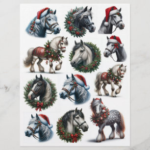 Chevaux de Noël Vintage habillés