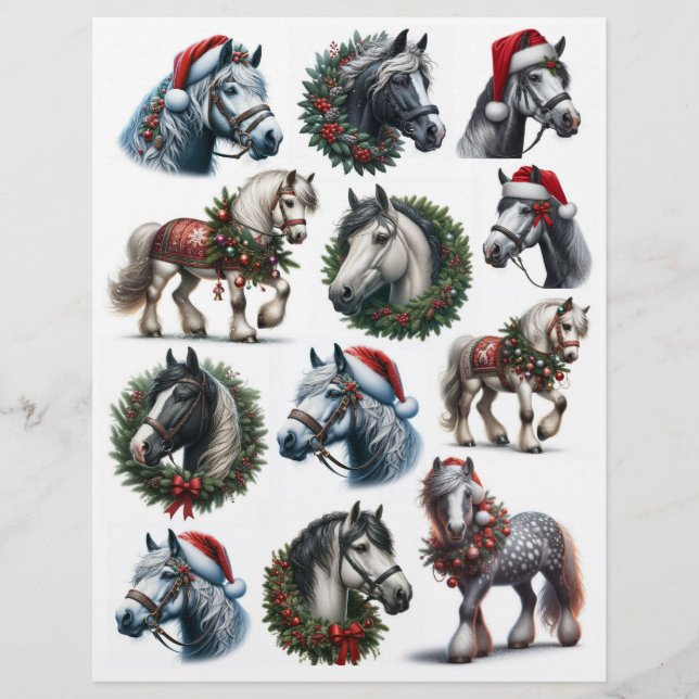 Chevaux de Noël Vintage habillés (Devant)