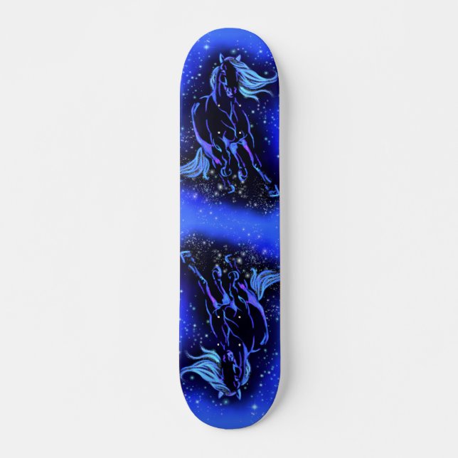 Chevaux De Skateboard Bleu Courir À Starry Night (Devant)