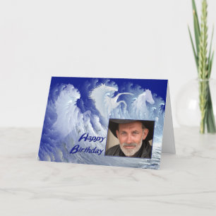 Chevaux de Surf blanc Carte d'anniversaire photo